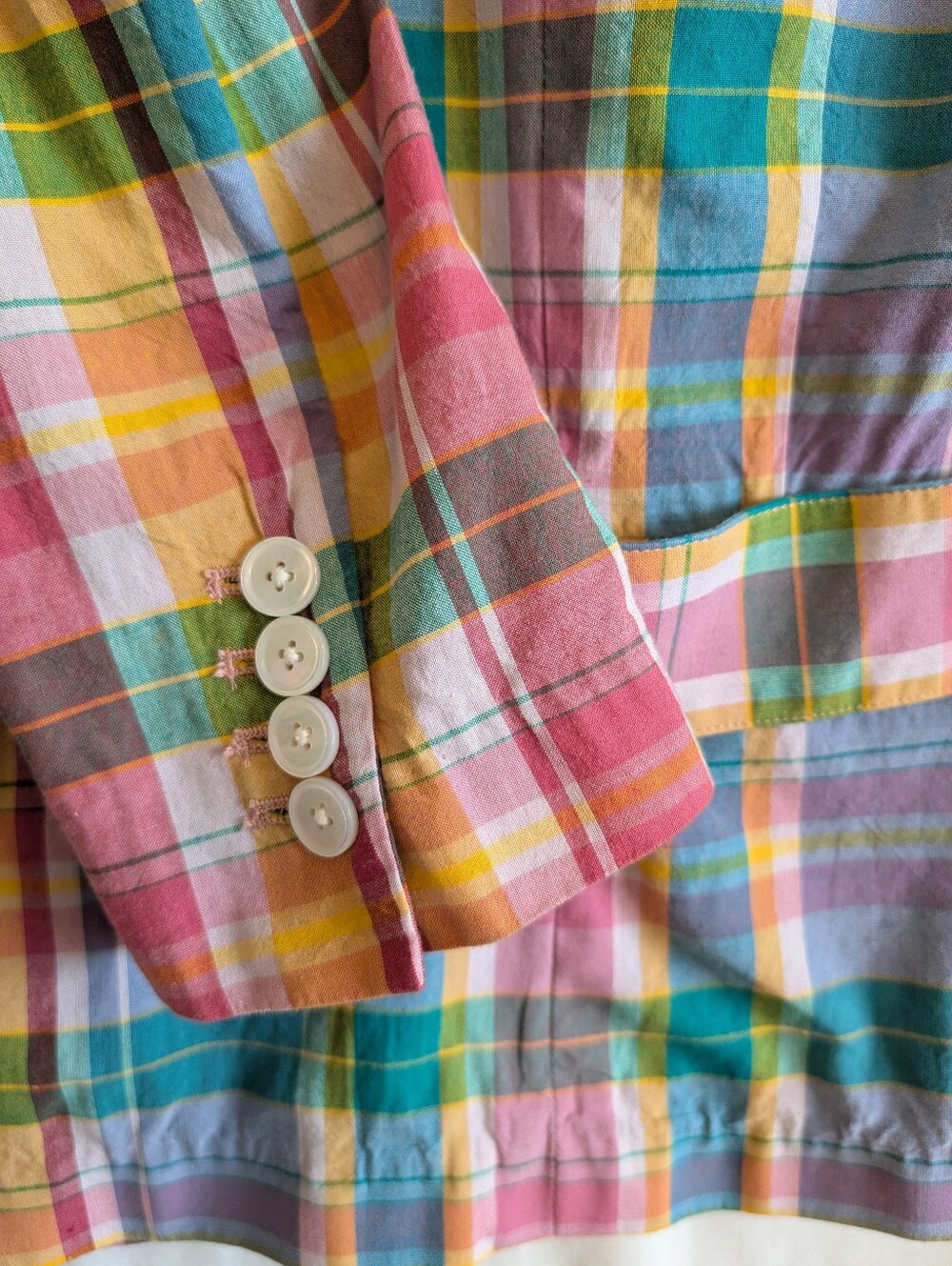 Ralph Lauren Sport Women's Plaid Blazer Pastel Size 8 90's Preppy - Picture 4 of 8